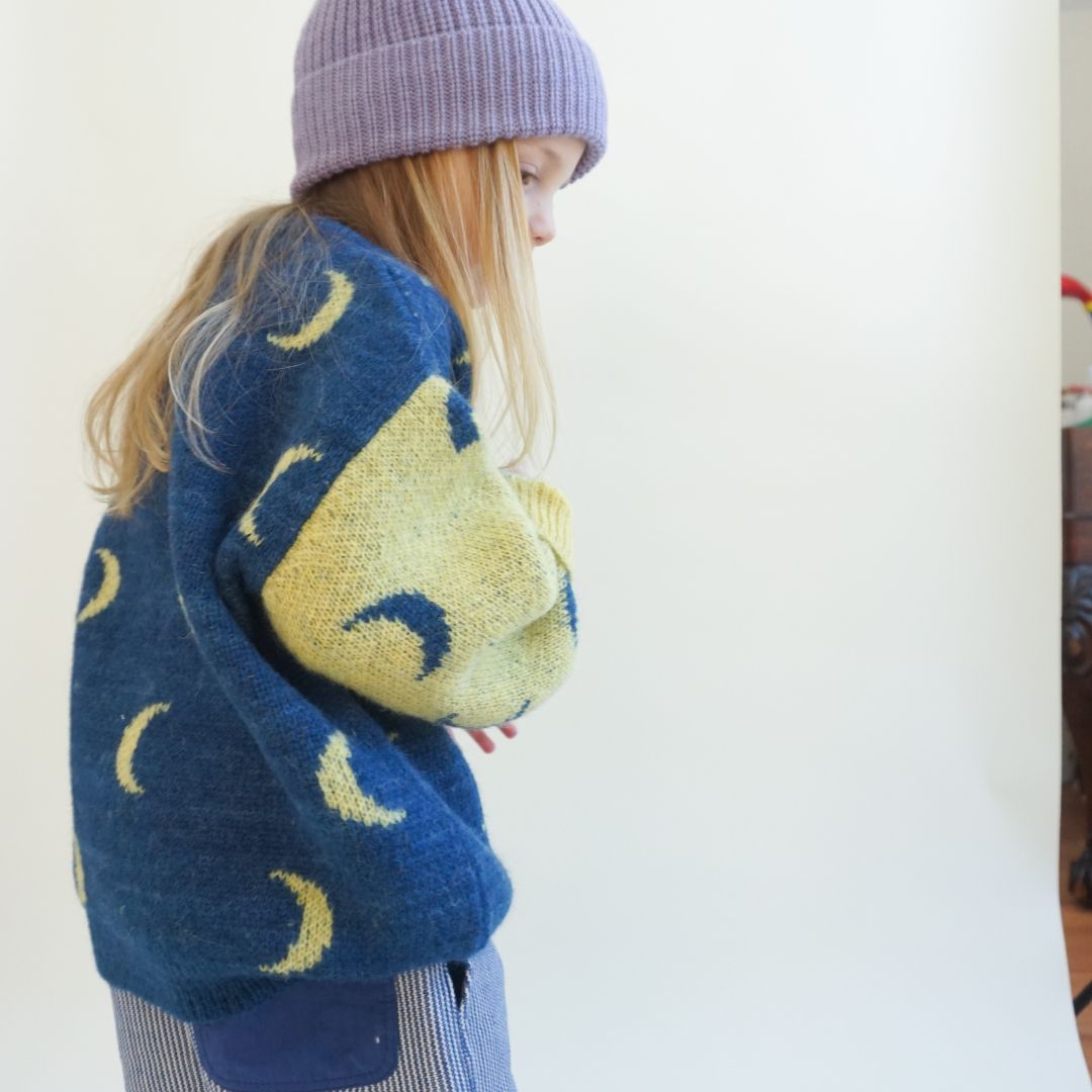 Moon Jacquard Kids Crewneck Sweater