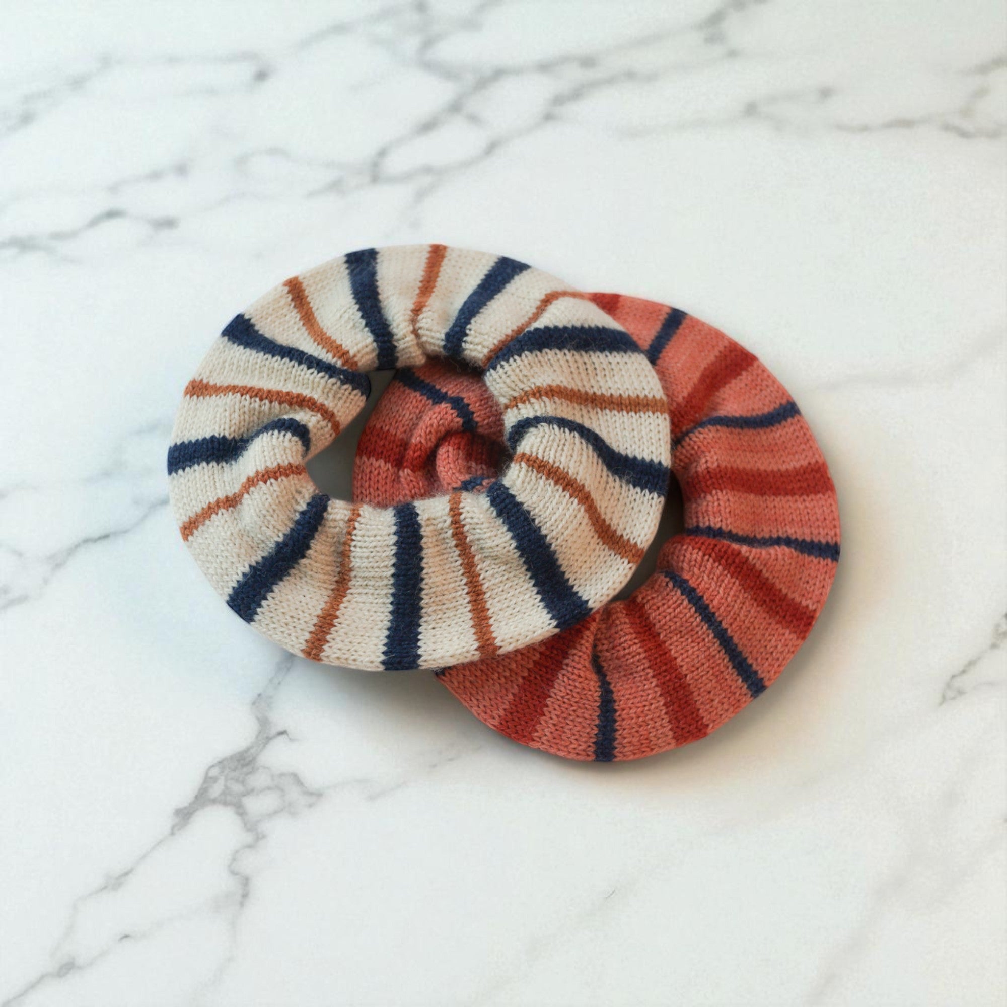 PRE-ORDER Wool/Baby Alpaca Striped Knit Scrunchie