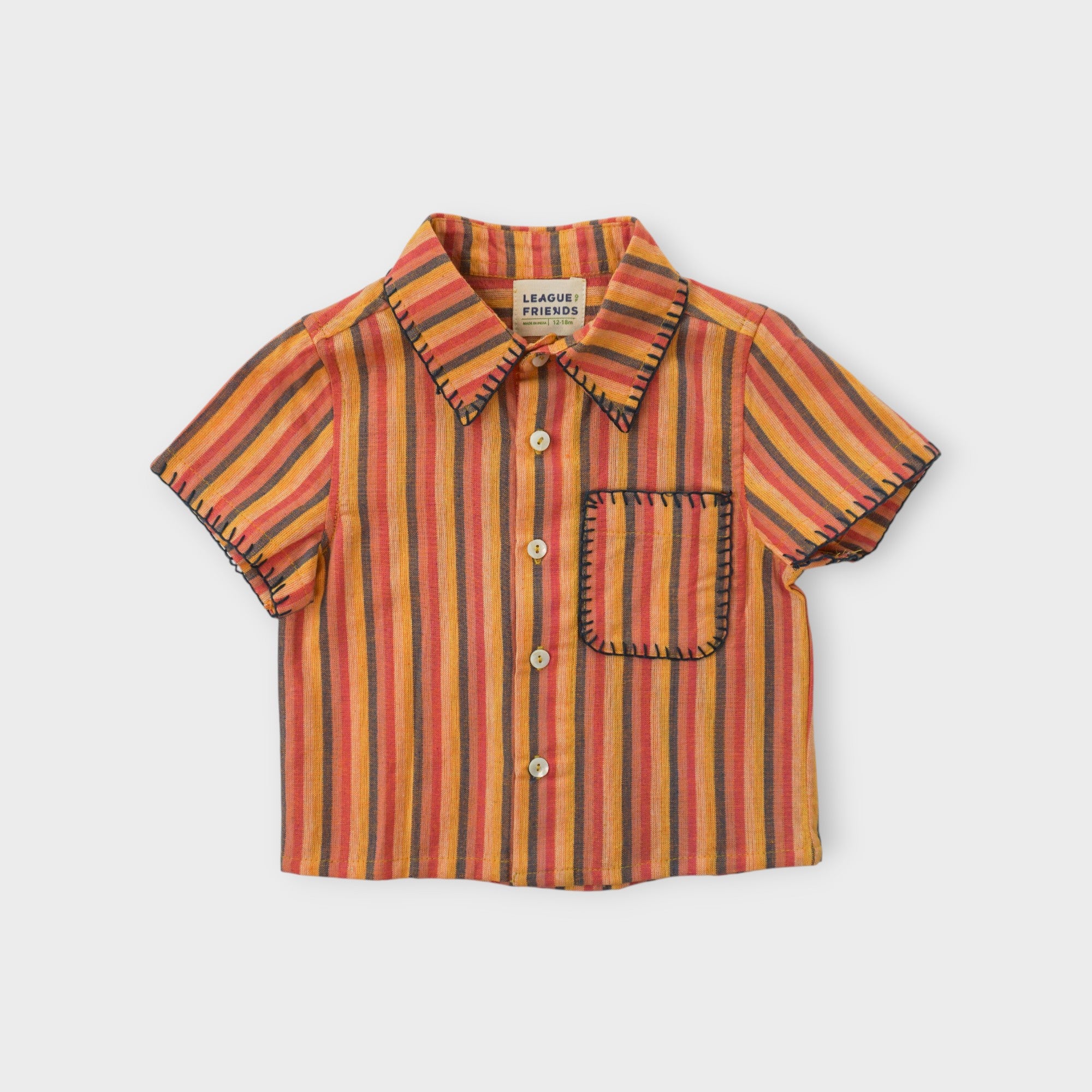 Organic Cotton Striped Collared Kids Shirt