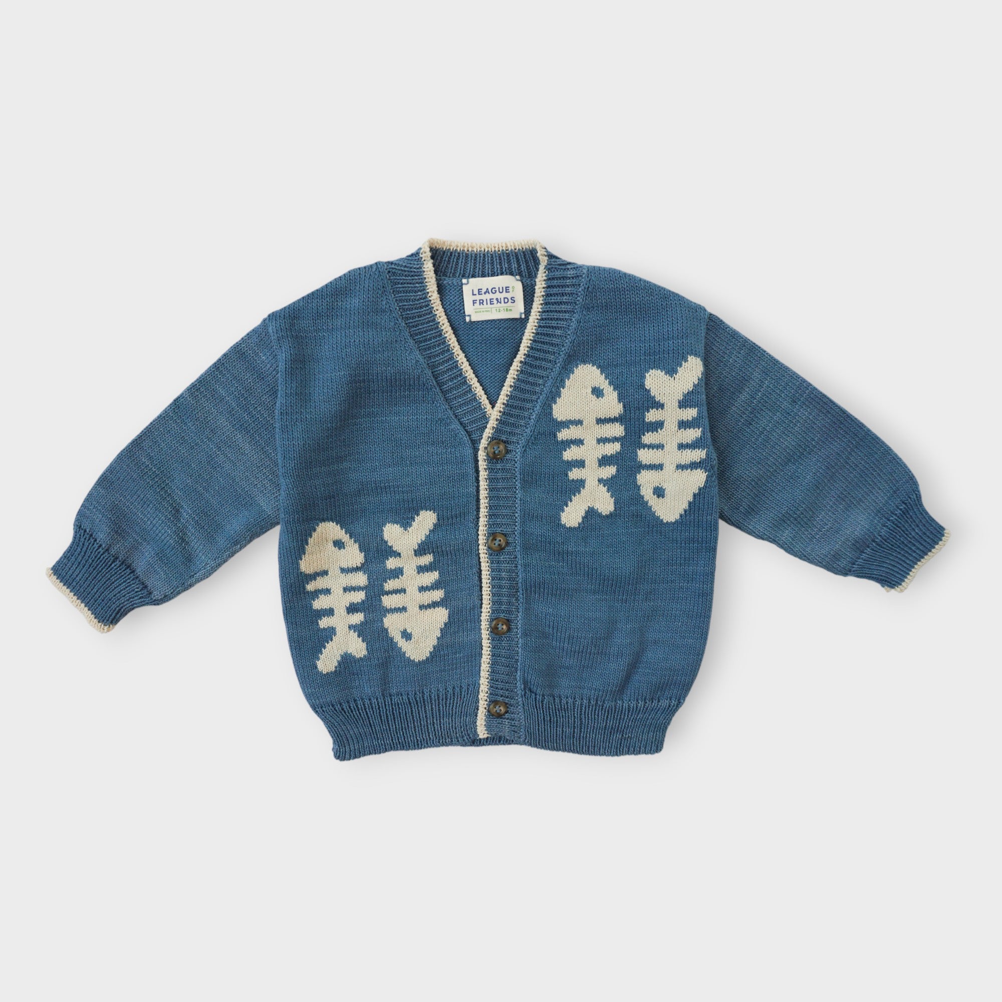 Organic Cotton Fishbone Intarsia Kids Cardigan