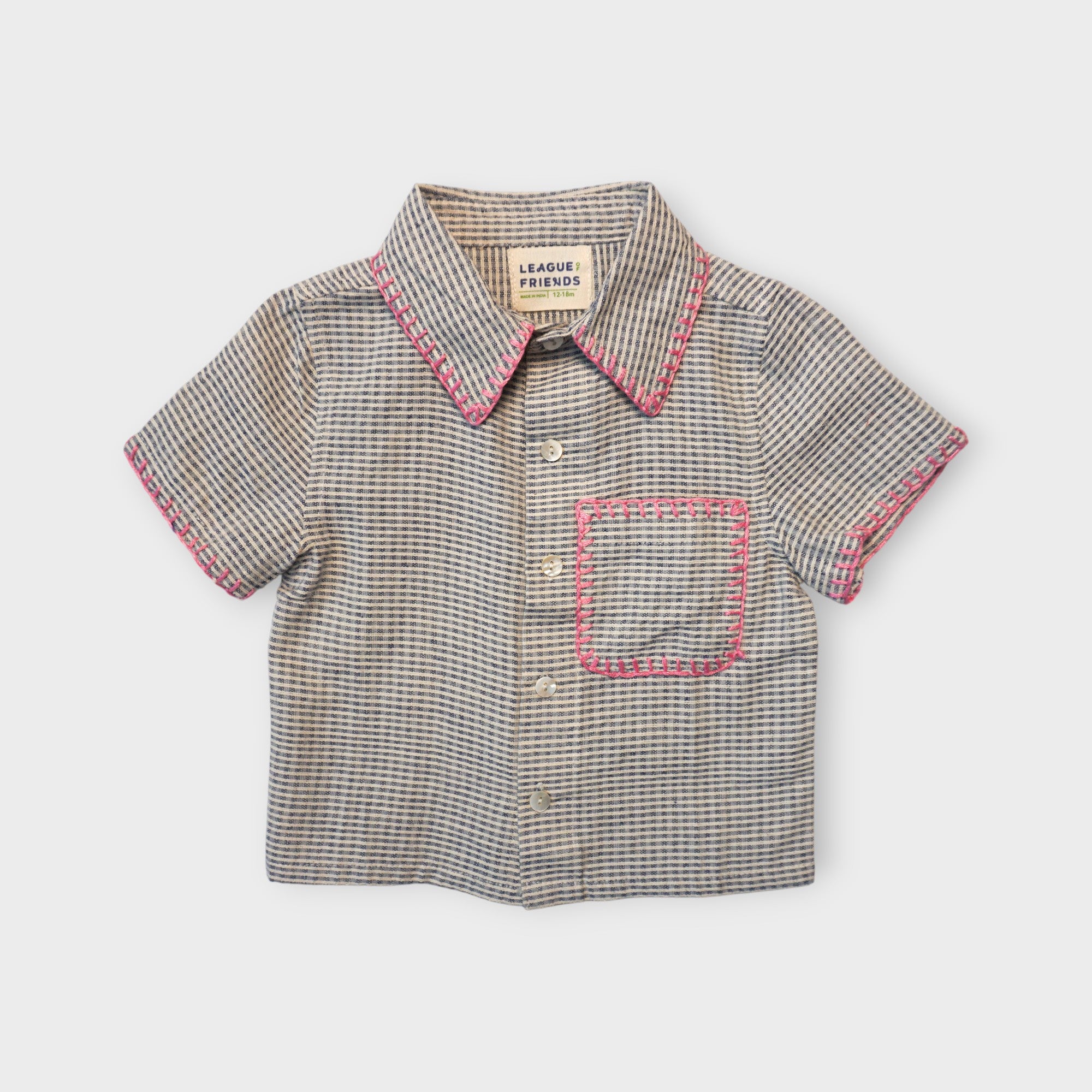 Plaid Organic Cotton Short Sleeve Collared Kids Shirt
