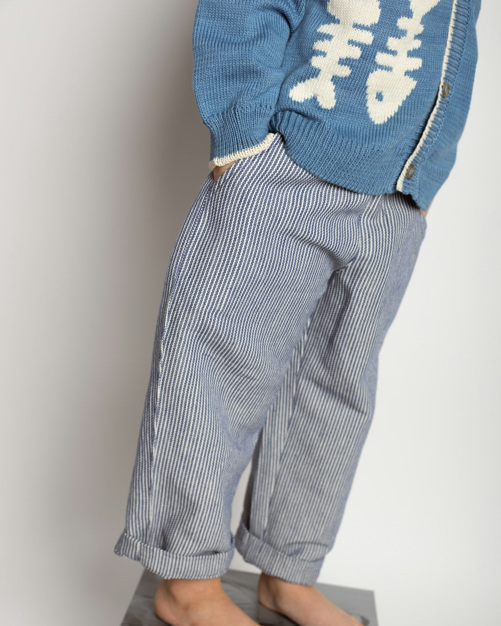Organic Cotton Fishbone Intarsia Kids Cardigan