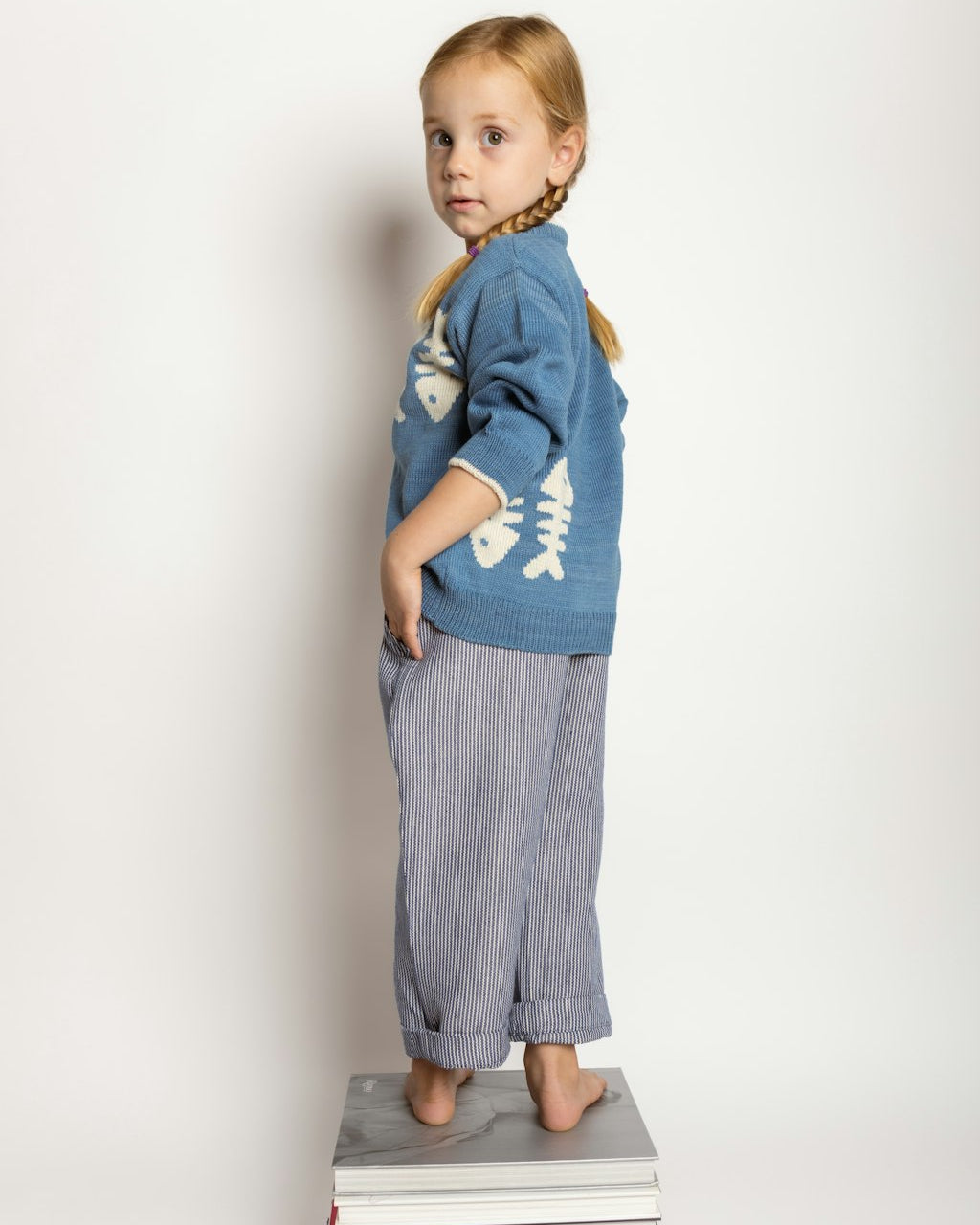 Organic Cotton Fishbone Intarsia Kids Cardigan