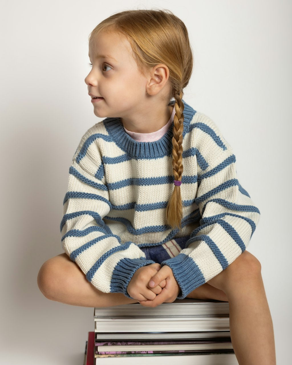 Organic Cotton Striped Crewneck Kids Sweater