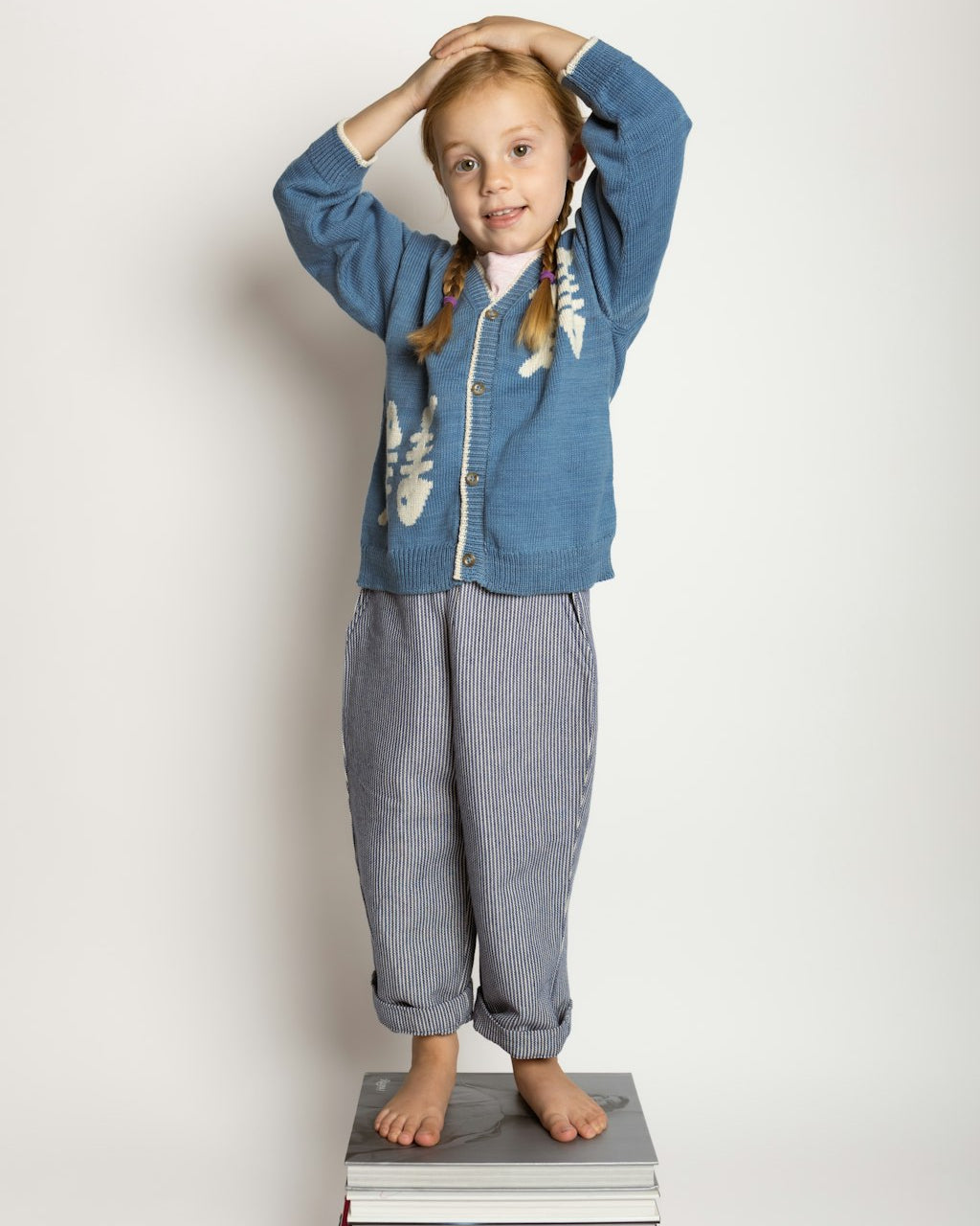 Organic Cotton Fishbone Intarsia Kids Cardigan