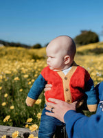 Load image into Gallery viewer, Baby sitting in flower field wearing primary colored Colorblocked V-Neck Cardigan
