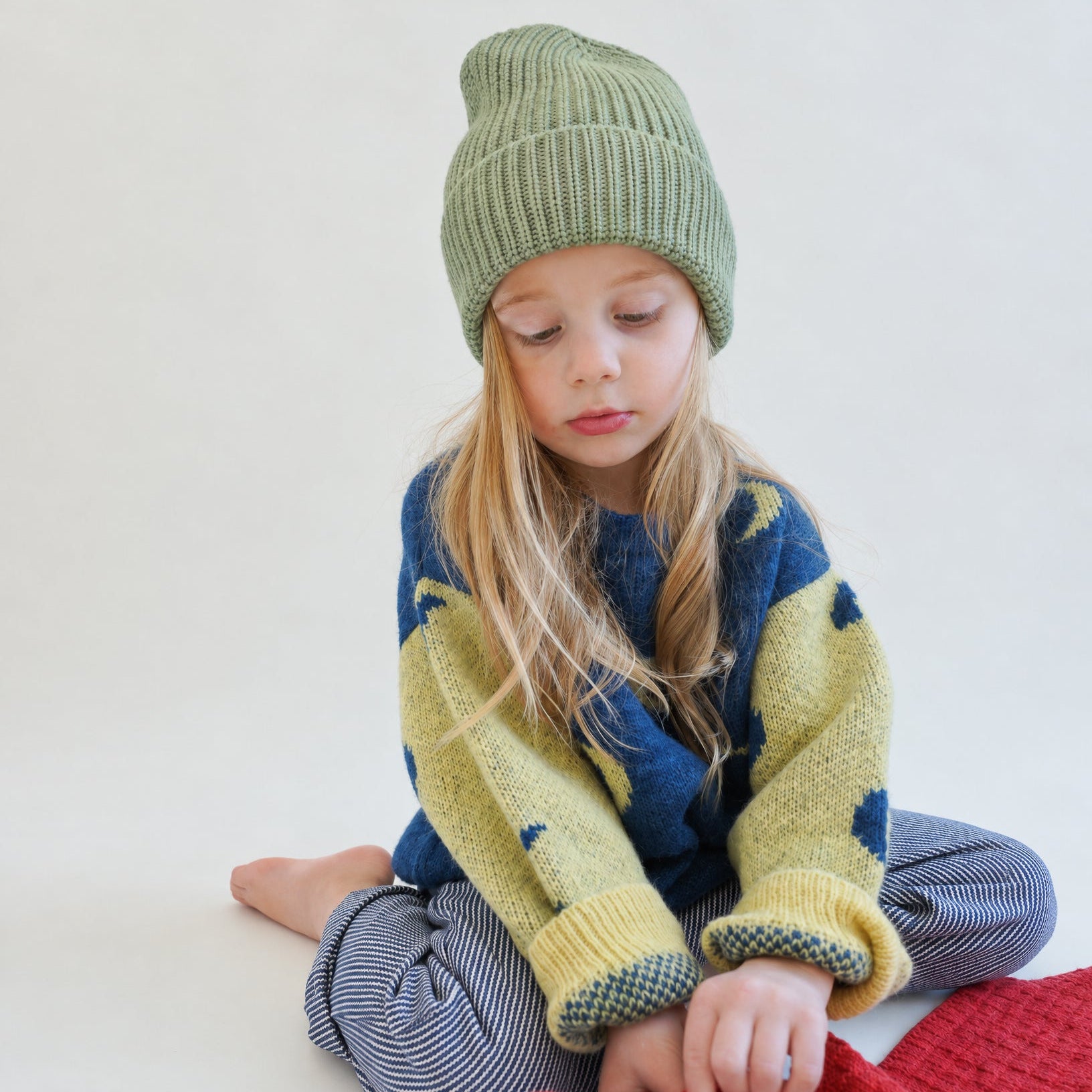 Wool/Baby Alpaca Blend Knit Kids Beanie Hat