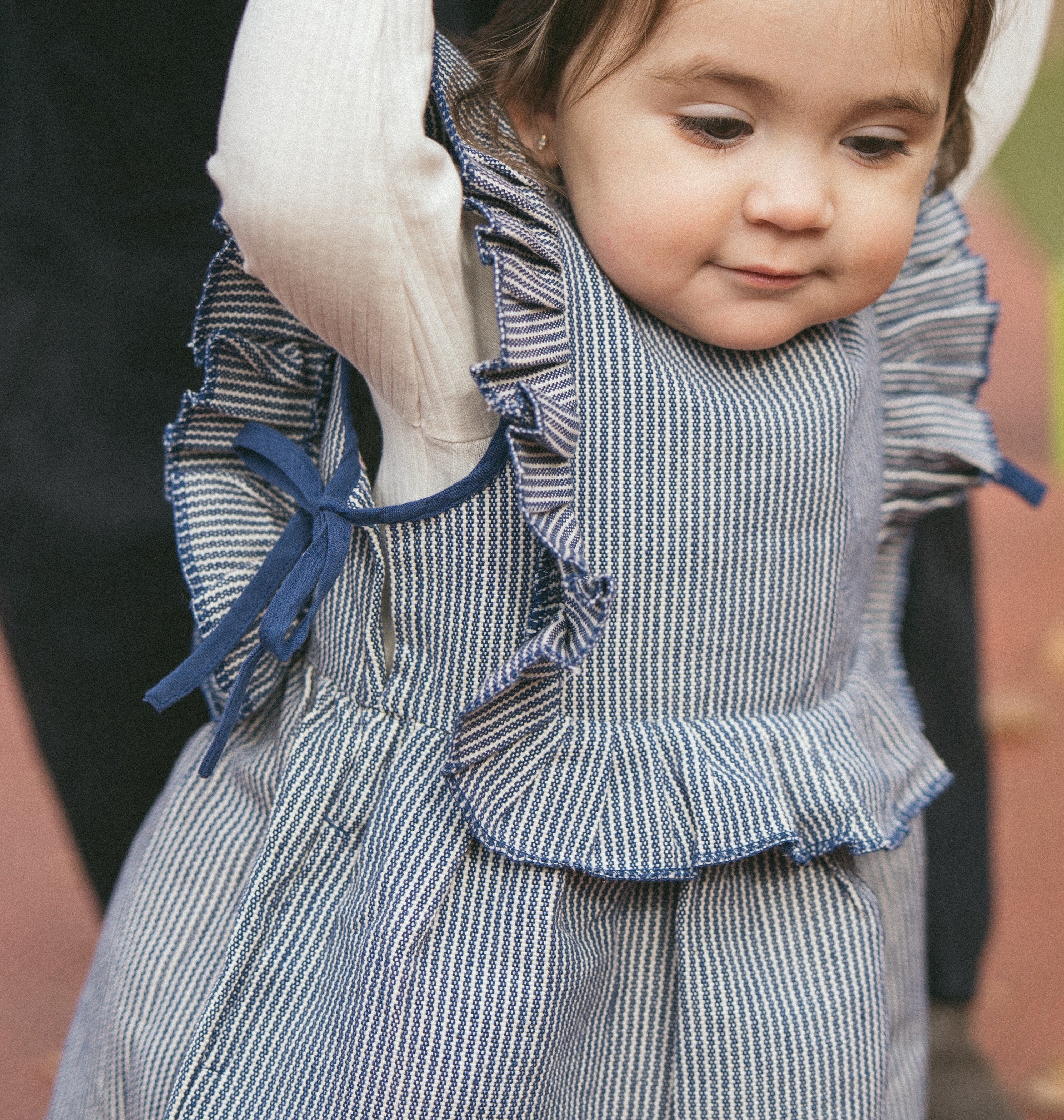 Organic Cotton Railroad Stripe Ruffle Ophelia Dress