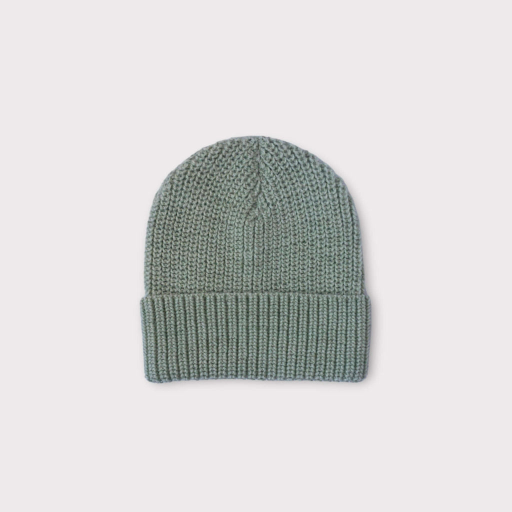 sage green knit beanie hat