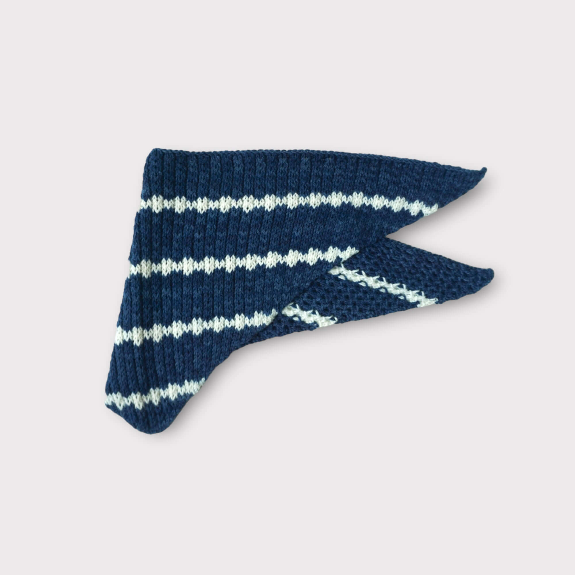 midnight navy and ivory striped knit bandana scarf for kids