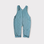 Load image into Gallery viewer, organic cotton french terry blue dyed dungaree overalls for kids
