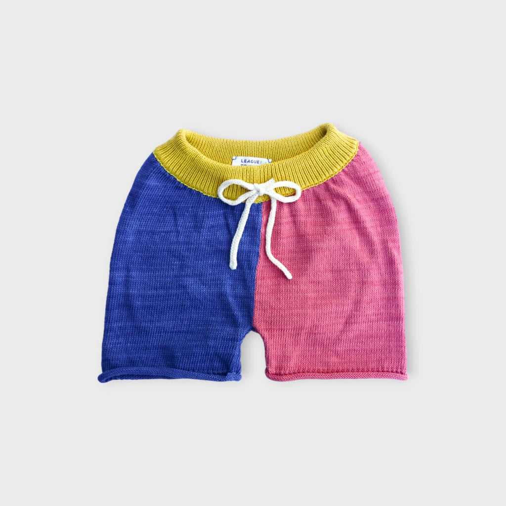 flat image of knit colorblocked drawstring short