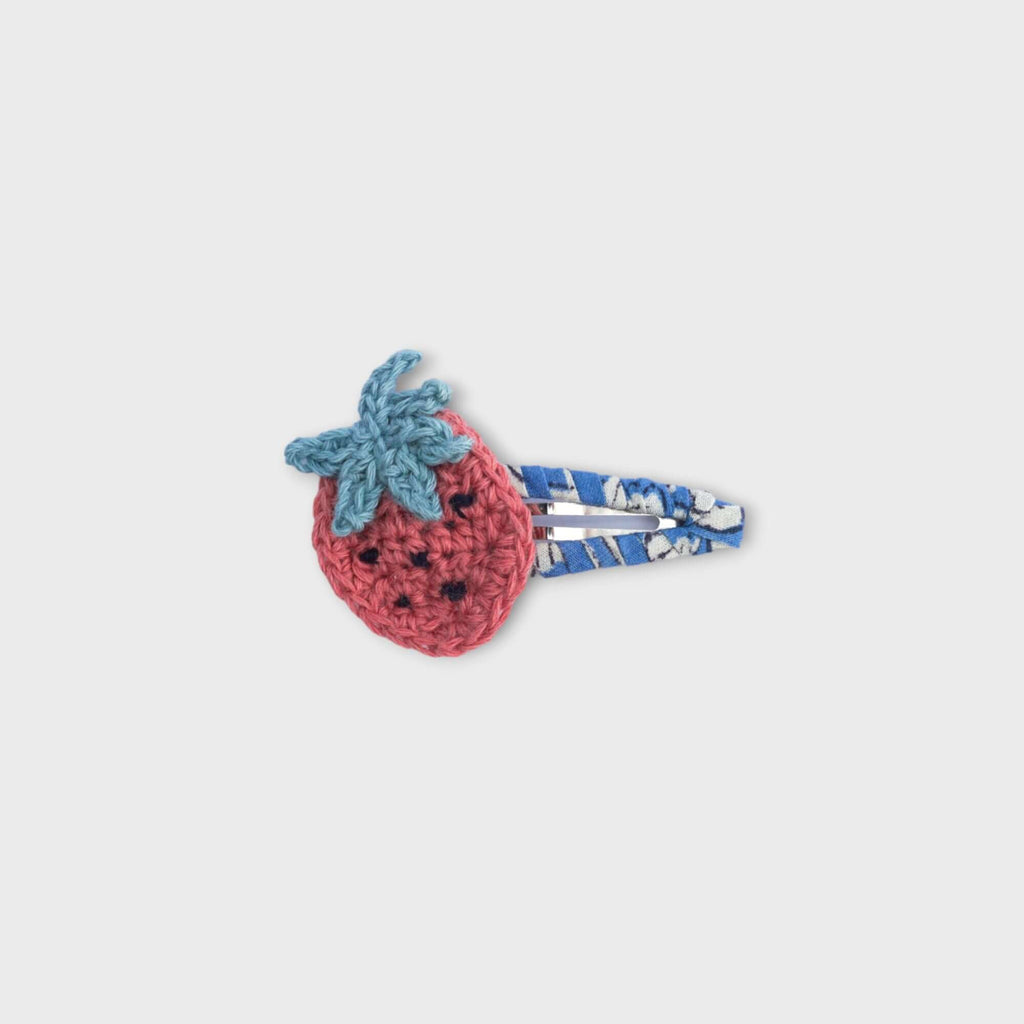 crochet strawberry hair clip